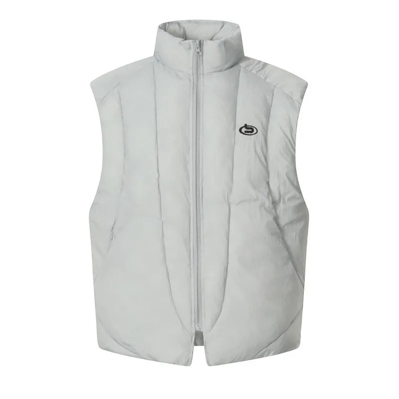 Winter men's high street trendy loose casual versatile sleeveless camisole, thick half high collar cotton jacket, vest jacket