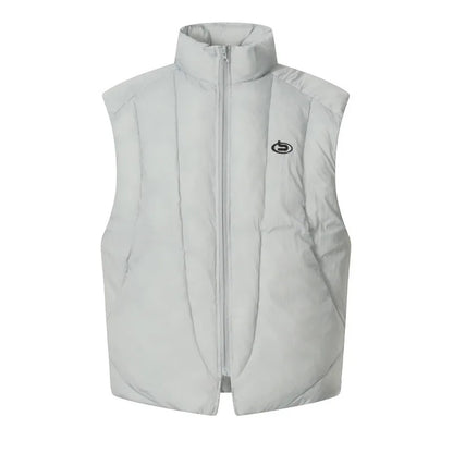 Winter men's high street trendy loose casual versatile sleeveless camisole, thick half high collar cotton jacket, vest jacket