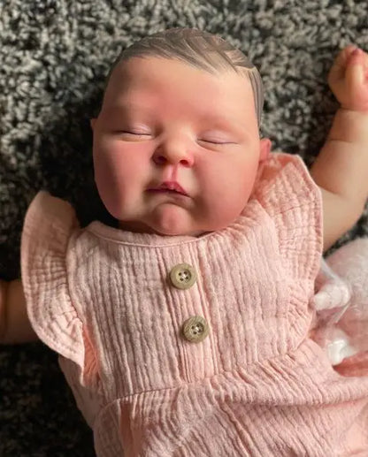 NPK 50CM Soft Body Baby Girl Reborn Peaches Doll with 3D Skin Multiple Layers Painting with Hand painted hair Doll