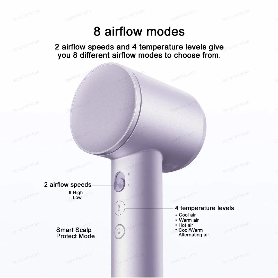 MIJIA High‑Speed Hair Dryer Pro,110k RPM,70 m/s Air,8 Airflow Modes,50 °C Constant Temp,200M Ions,CN Version With Ada