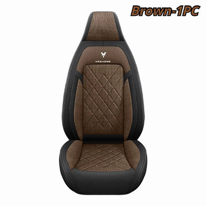 1pc Hooded Car Seat Cover - Premium Linen Texture for All-Season Comfort & Breathability, Universal Design for Sedans, SUVs