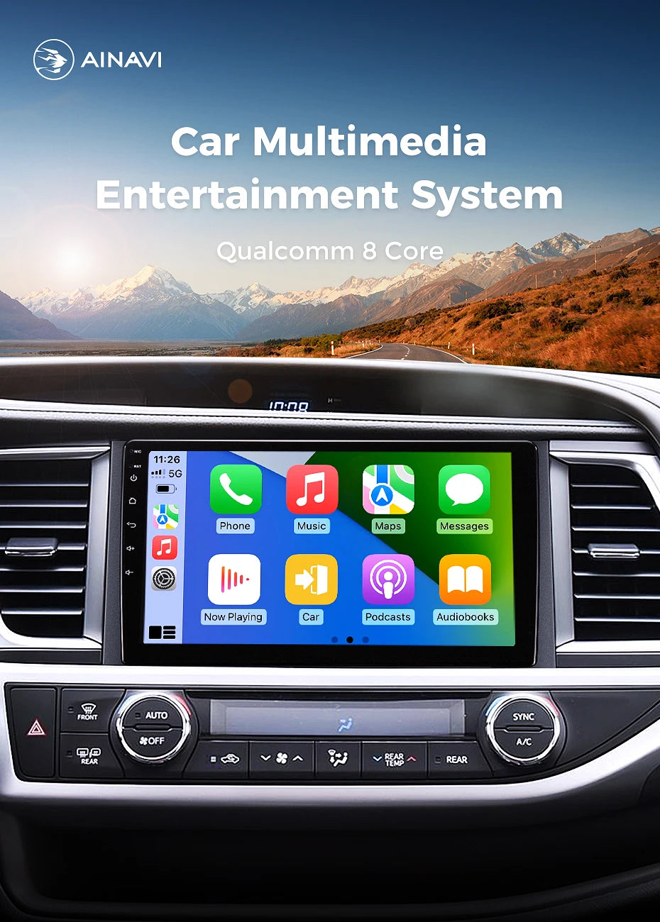 Ainavi Car Multimedia Player For Toyota Highlander 2014 2015 2016 2017 2018 2019 wireless Carplay Android Auto 4G Wifi 2din
