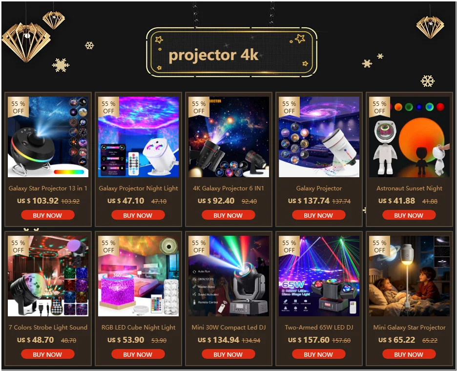 LED Night Light Galaxy Star Projector 4K HD 13 IN 1  Planetarium Projector 360° Rotation For Bedroom Decor Children Gift