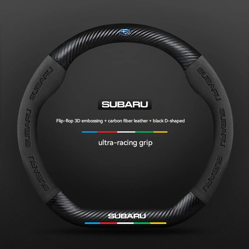 For Subaru STI Brz Wrx Xv Ascent Forester Outback Impreza Legacy Car Suede Carbon fiber Anti-slip Ventilate Steering Wheel Cover