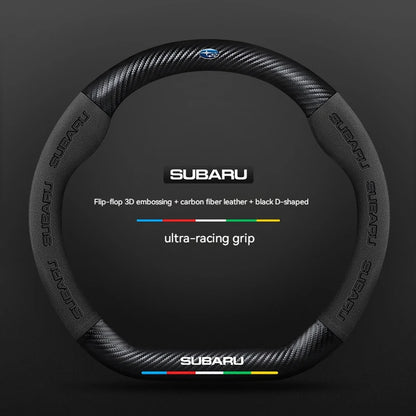 For Subaru STI Brz Wrx Xv Ascent Forester Outback Impreza Legacy Car Suede Carbon fiber Anti-slip Ventilate Steering Wheel Cover
