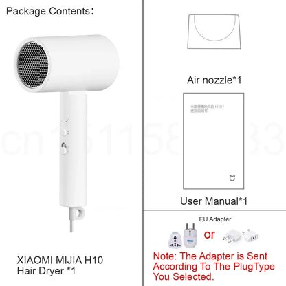 MIJIA Foldable Portable Hair Dryer,15m/s Airflow,50 million Negative Ion Dryers,4 Mode,1600W,220V CN Version With Adapter