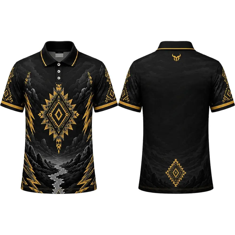 New Men's Western Mountain Ethnic Style Casual Printed Polo Shirt Quick Dry Sport Golf Shirt Summer Casual Breathable Lapel Tops