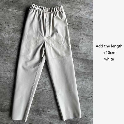 Genuine Leather Harem Pants Women Real Sheepskin Trousers High Elastic Waist 2026 New Streetwear Plus Size Pants Y2k Fashion