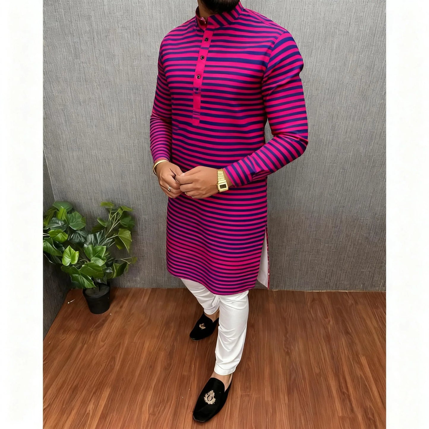 Men Digital Printed Kurta Vardha Regular Mandarin Collar Long Suitable Middle Eastern Tenue Marocaine Homme Men Muslim Clothing