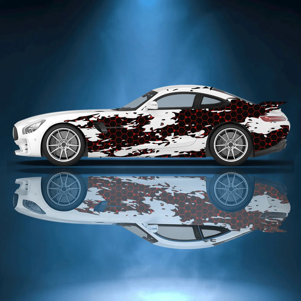 Geometric Abstract Honeycomb Patterned Car Stickers Full Body Wrap Decal Decorative Scratch Protection Automotive