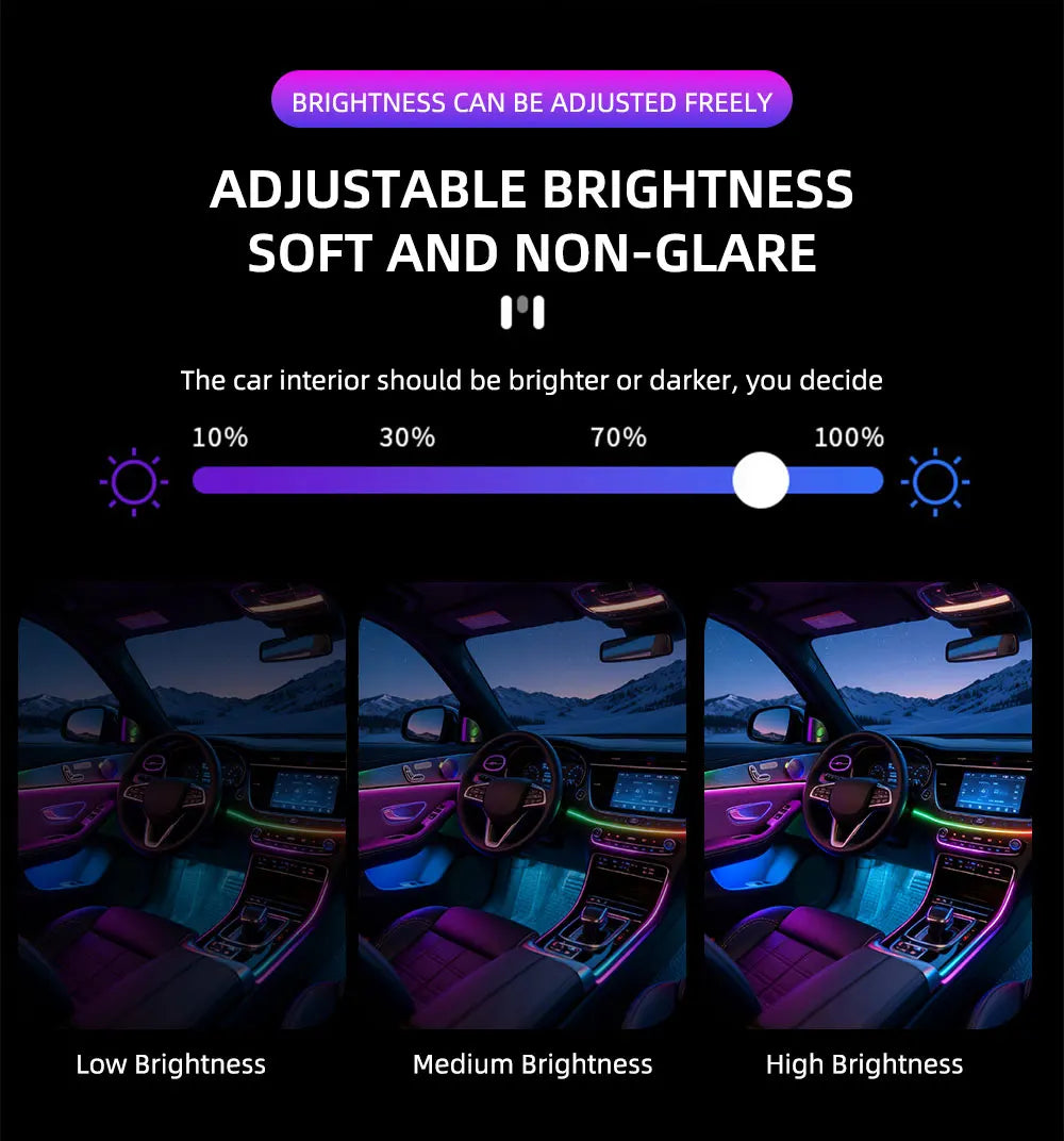 6/10/14/18in1 Led Acrylic Car Waterfall Lamp Ambient Light 213 Rainbow Color Symphony APP Remote Controll Atmosphere Lamp Kit