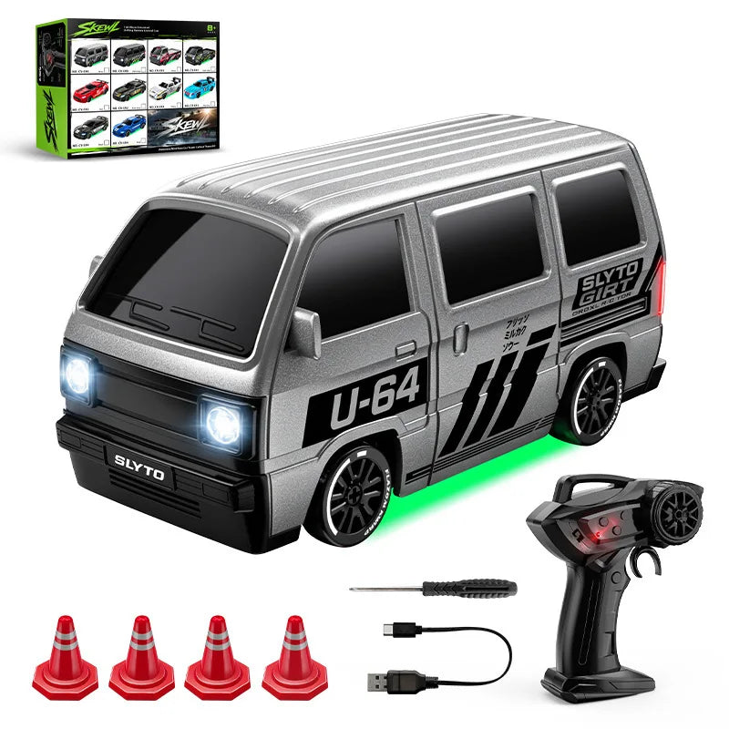 RC 1:64Desktop drift car Mini remote control car Four-Wheel Drive Full Proportion Type-CCharging  Children's Toys