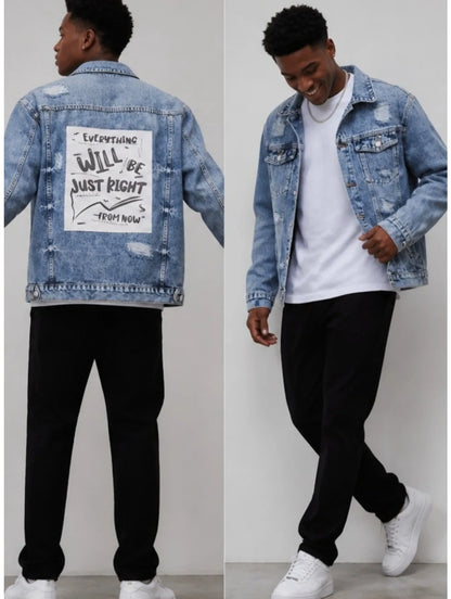 1PC Daily Stylish Denim Coat Outdoor Men Casual Jacket Undecorated Look Not Hoodie