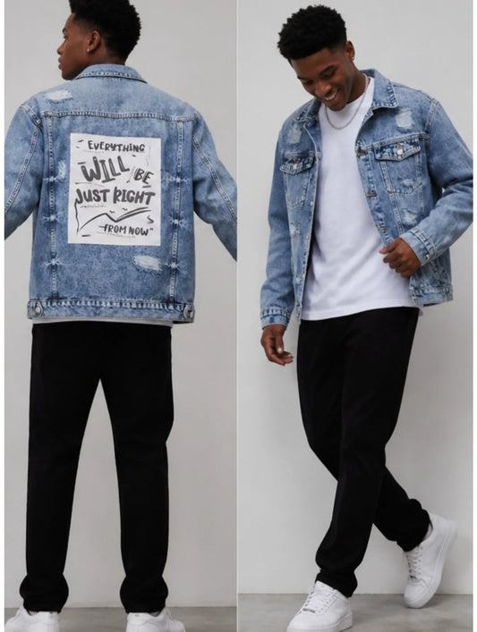 1PC Daily Stylish Denim Coat Outdoor Men Casual Jacket Undecorated Look Not Hoodie