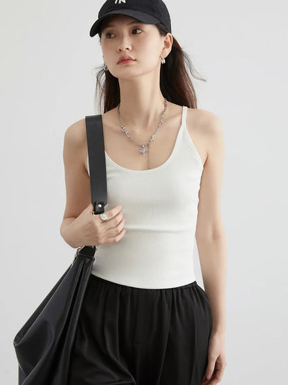 CHIC VEN Women Tanks New Multi Color Optional U-neck Slim Fit Camisole Vest Short Top Basic Underwear Spring Summer 2024