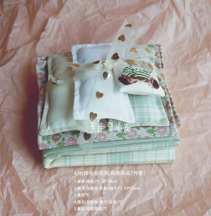 1/6 1/12 Doll House Model Furniture Accessories Cotton Bedding Set Bjd Ob11 Gsc Blyth Lol Miniature Dollhouse Sheet Quilt Pillow