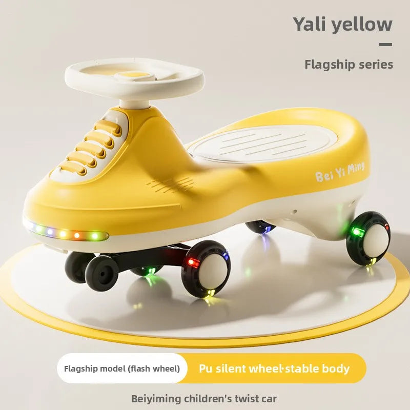 Kids Wobble Car 2 6 Year Olds Anti Tip Quiet Wheels Lights Music Unisex Gift Children's Wiggle Car Anti-rollover