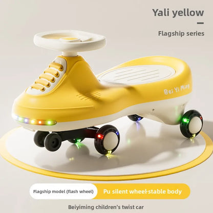 Kids Wobble Car 2 6 Year Olds Anti Tip Quiet Wheels Lights Music Unisex Gift Children's Wiggle Car Anti-rollover