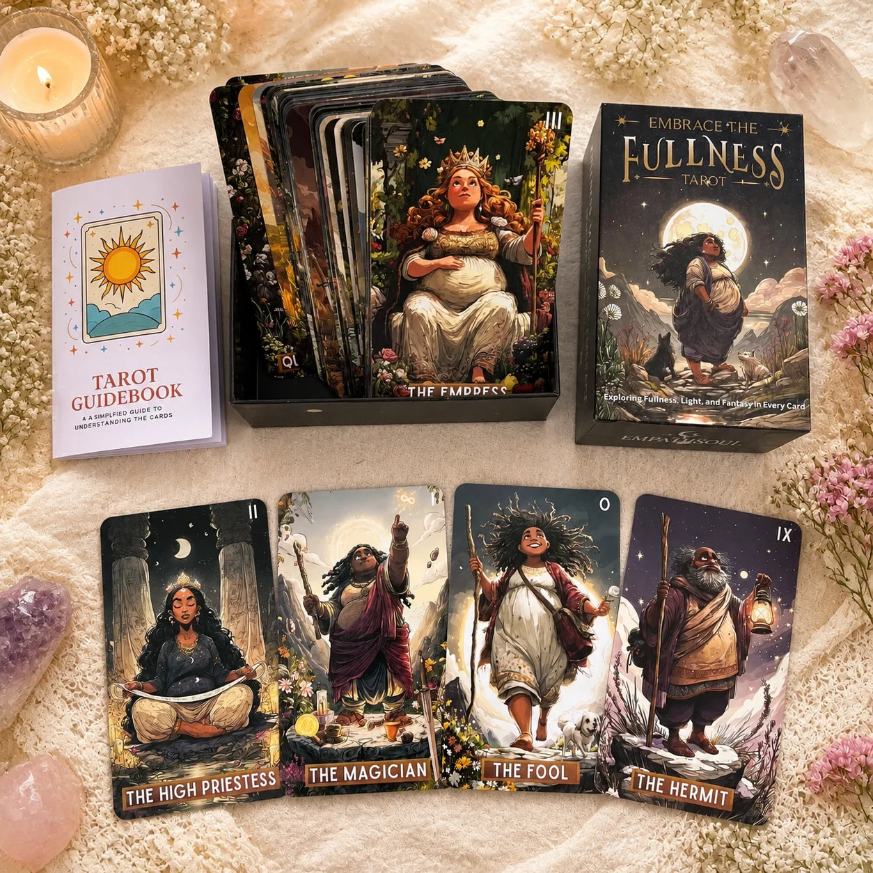 78 Tarot Cards Set, 13x8 Cm, Embrace The Fullness Tarot Explore Richness, Light, Fantasy, Includes Paper Manual, Perfect for Car