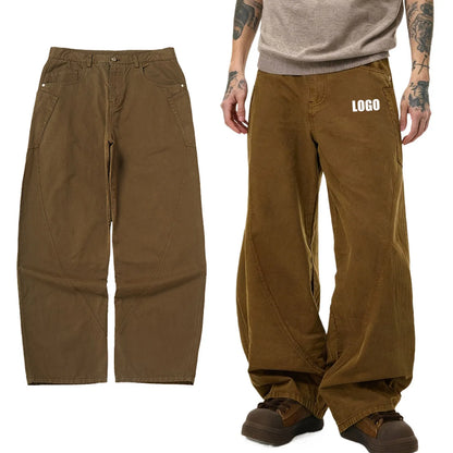 Custom LOGO Men's Scimitar Cargo Pants 2025 Winter 100% Cotton American Vintage BoxyFit Slacks