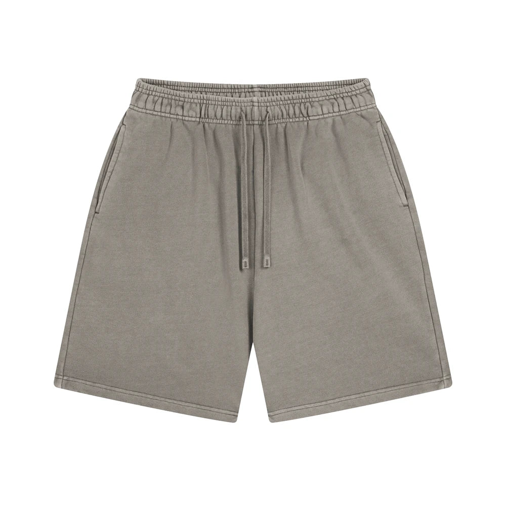 ZODF Fashion Summer Men 420gsm Washed Cotton Shorts Retro Unisex High Street Terry Knee Length Short Pants Streetwears HY0845