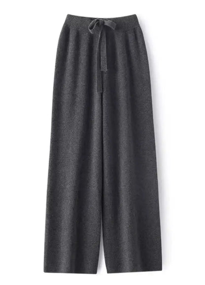 High Waist Wool Knitted Wide Leg Pants Women's Outerwear Autumn Winter Thickened Floor-Length Straight Cut Casual Trousers