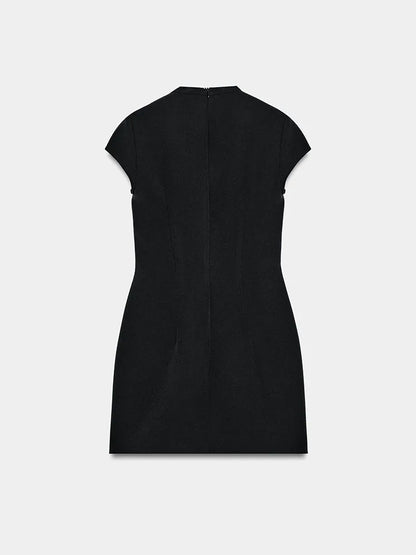 Elegant Short Sleeve Square Collar  Knot Decorated Dress ZA2026 New Summer Women's Fashion Company Annual Meeting