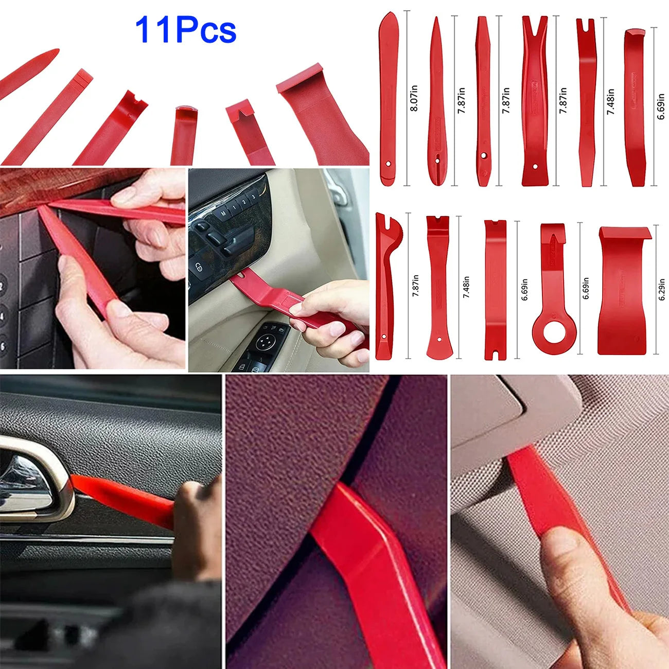 11PCS Auto Trim Removal Tool Kit No-Scratch Tool Kit for Car Audio Dash Window Molding Fastener Remover Tool Kit