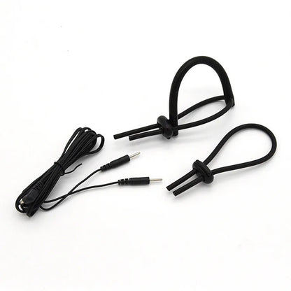 Electric Shock Bdsm Cock Sheath Ball Stretcher Host Cable E-stim Penis Ring Electro Sex Toy for Men Glans Testicle Loops Massage