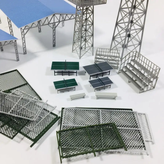 1/64/87 HO Scale Outland Model City Railway Fence Bleachers Benches Scene Model
