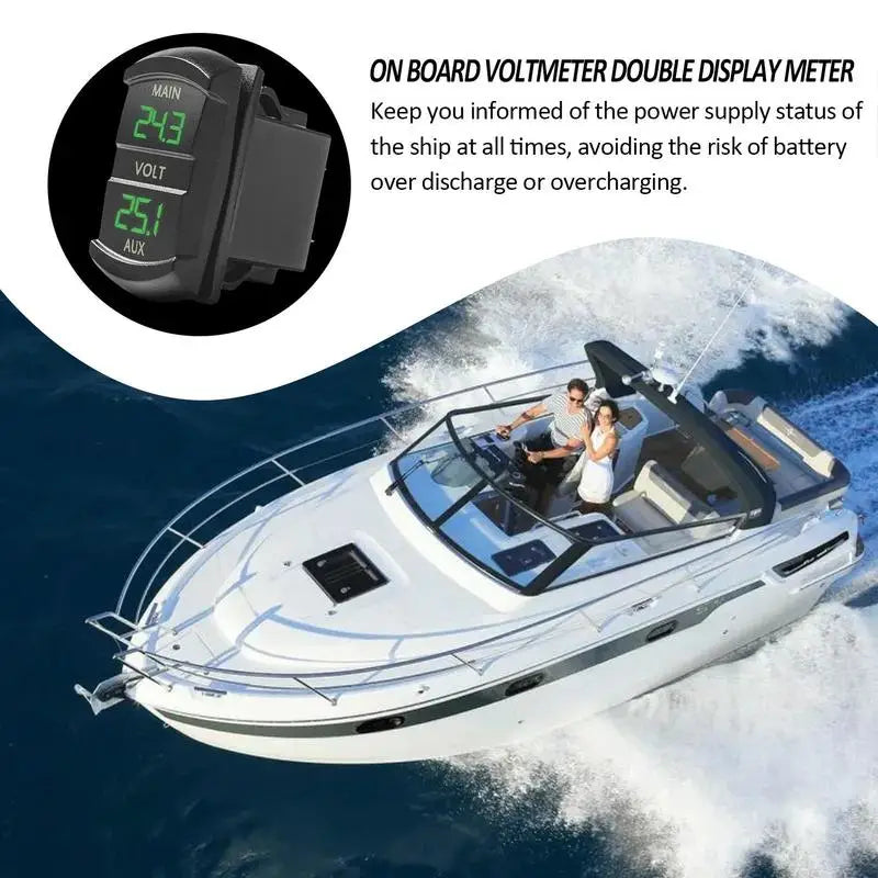 DC 12V/24V Digital Voltmeter Waterproof Car Dual Battery LED Digital Volt Meter Boat Voltage Marine Gauge Voltmeter Gauge