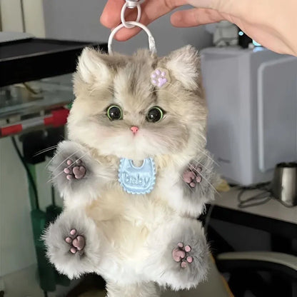High Quality Cute Handmade Twisty Stick Little Cat Pendant Keychain Plush DIY Material Package Gifts Twist Bar Kitten Doll Toy