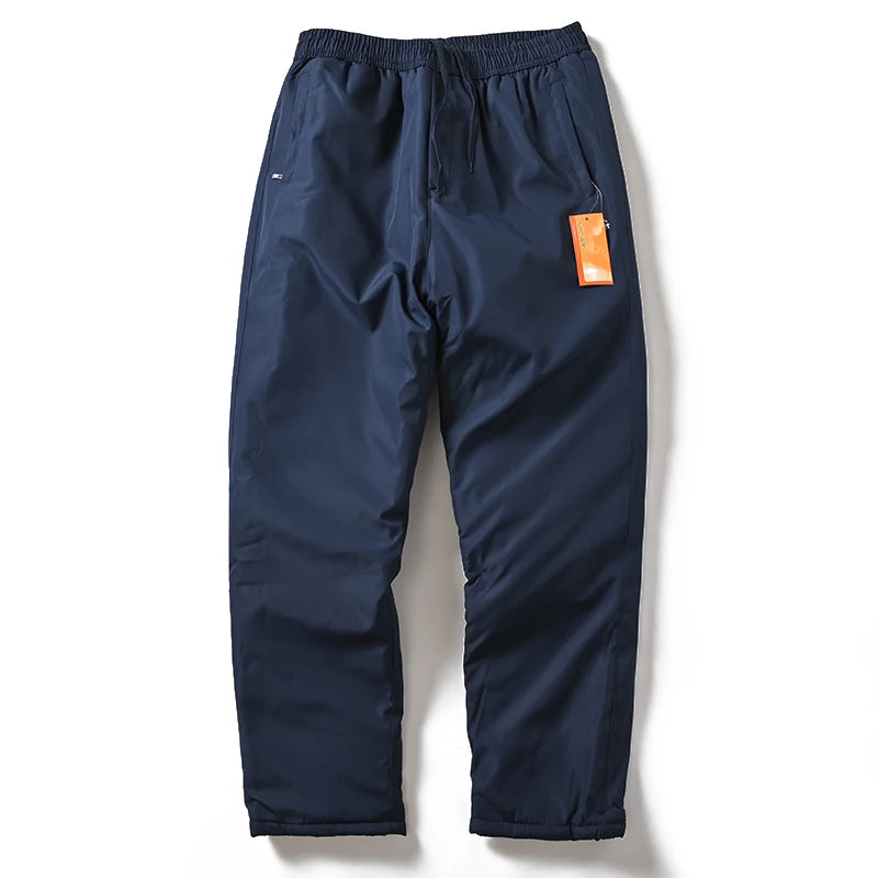 Thickened Cotton Pants for Men Winter Outdoor Warmth Windproof Straight Leg Casual Trousers Trendy Pure Color Youth Spring