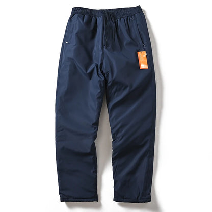 Thickened Cotton Pants for Men Winter Outdoor Warmth Windproof Straight Leg Casual Trousers Trendy Pure Color Youth Spring