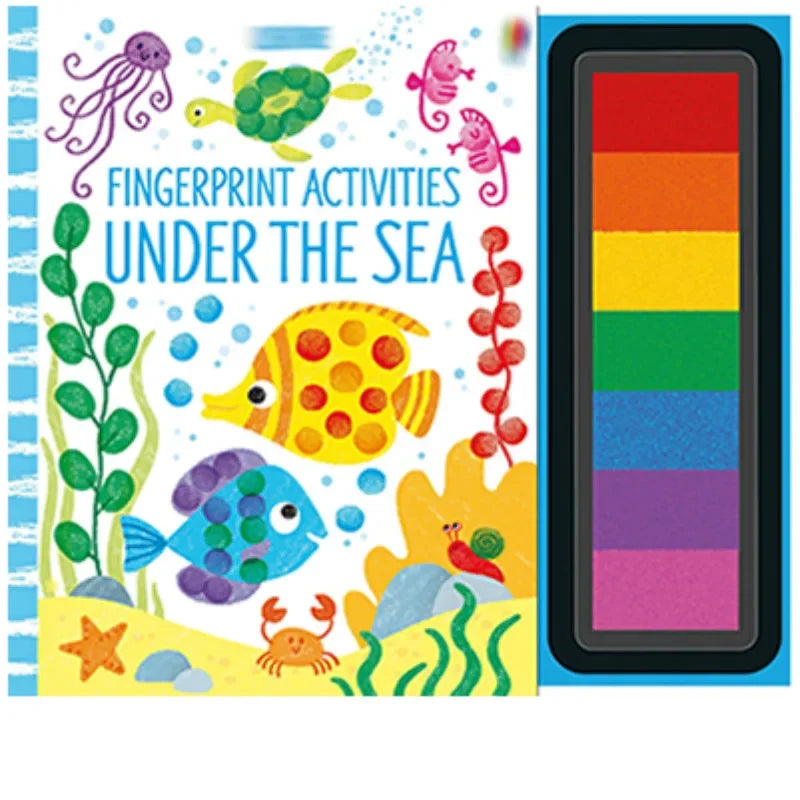 Children Fingerprinting Books with Rubber Stamps Ink Pad kids Activities Doodling Book Animal Garden Kindergarten DIY Craft Toy