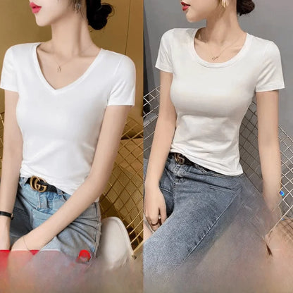 Summer Women's Slim Fit Short Sleeve T-Shirt Half Sleeve Base Shirt Versatile Base Layer Top Quality Polyester Fiber Commute ...