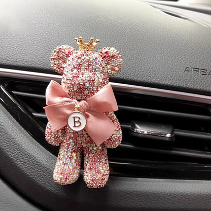 Creative Crown Diamond Cute Bear Car Fragrance Perfume Clip Air Outlet Aroma Air Fresher Decoration Accessories Aromatherapy