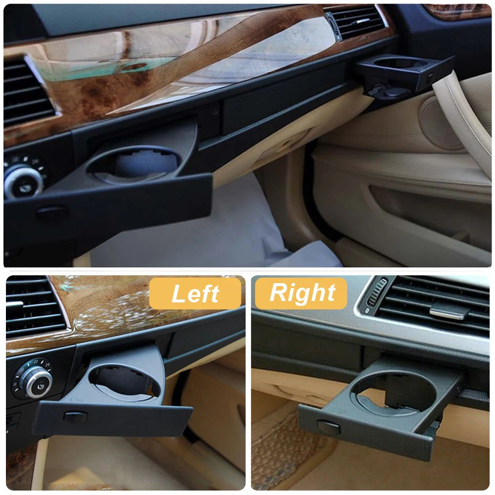 Front Left Right Cup Holder Drink Rack Black Holders For BMW E60 E61 M5 525i 528i 530i 535i 2002-2010 51459125622 51459125626
