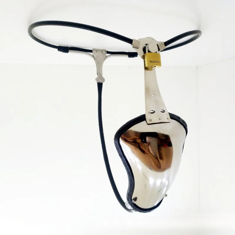 Stainless Steel Male Chastity Belt Device with Butt Open Invisible Cock Penis Cage Adjustable Waist Lock BDSM Bondage Sex Toys