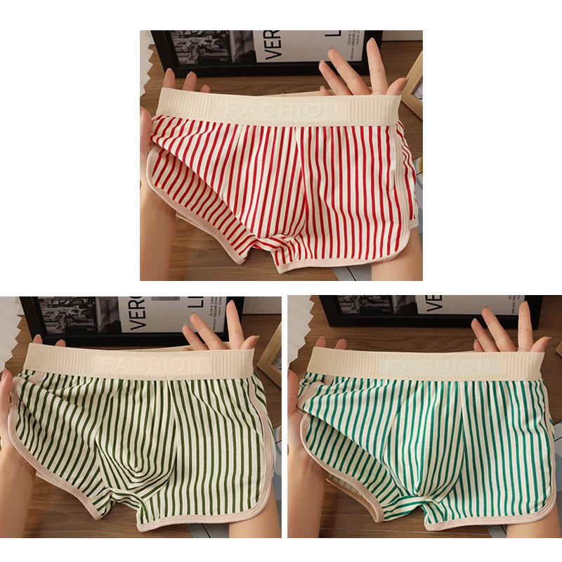 3pcs Pure Cotton Mens Boxer Briefs Males Strip Underwears Boy Comfortable Underpants Mans Breathable PantiesTeenage Boxer Shorts