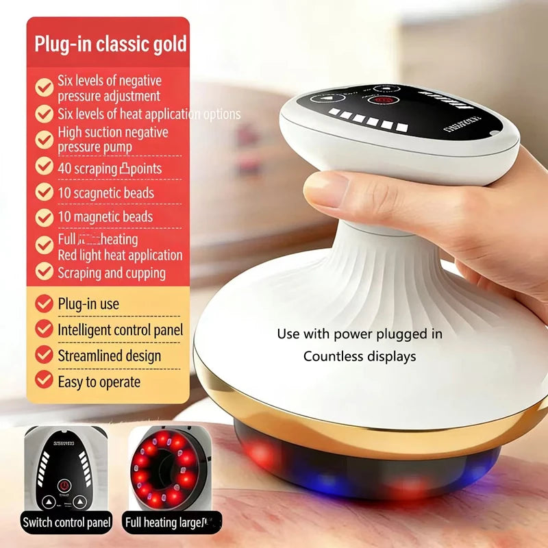 Home Electric Scraping And Cupping Massager With Suction Cups, Heated Suction, And Anti-Cellulite Massager
