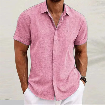 Men's Cotton Linen Short Sleeved Shirt Summer Casual Camisas Harajuku Blusas Mens Shirts Fashion Tops Men Clothing Streetwear