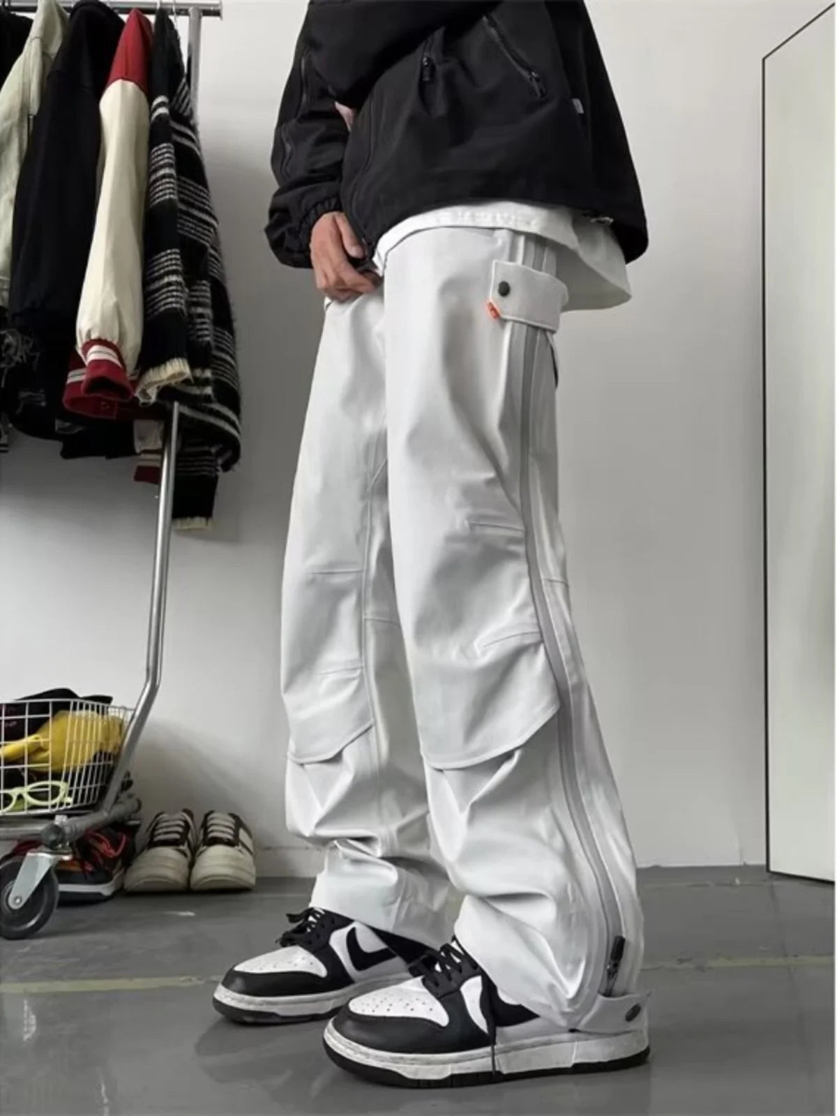 American Style Fleece Lined Thickened Sports Loose Casual Long Pants Men's Autumn Winter Waterproof Windproof Cargo Pants
