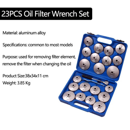 EAFC 23 Pcs/Set Car Oil Filter Cap Removal Wrench Socket Set 1/2" 12.5mm Ratchet Spanner Car Hand With Case Auto Remover Tool