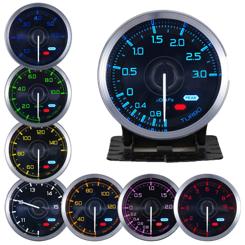 HA Accessories 60mm Auto Gauge Meter 7Color Def i Advance A1 Oil Pressure Turbo Boost EGT Exhaust Temp Tachometer Water Oil Temp