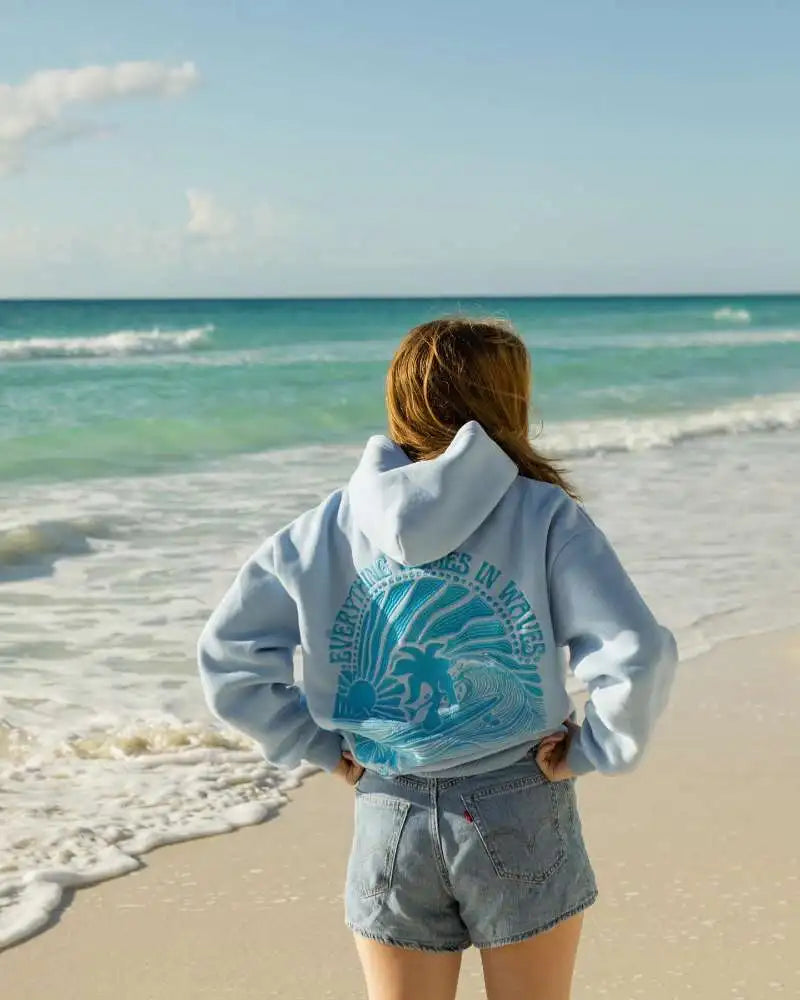 Retro American Oceanic Embroidered Pure Cotton Fleece Hoodie Women's Loose Casual Hat Shirt Autumn Winter Spicy Girl
