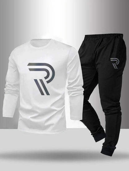 2-piece set of men's pajamas for spring summer autumn winter long sleeved pants geometric pattern base shirt home suit set