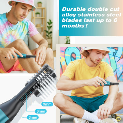 KENSEN S15 Electric Hair Trimmer 2 in 1 Dual-sided Blade Shaver Razor Waterproof Beard Trimmer Body Hair Shaving for Men Barber