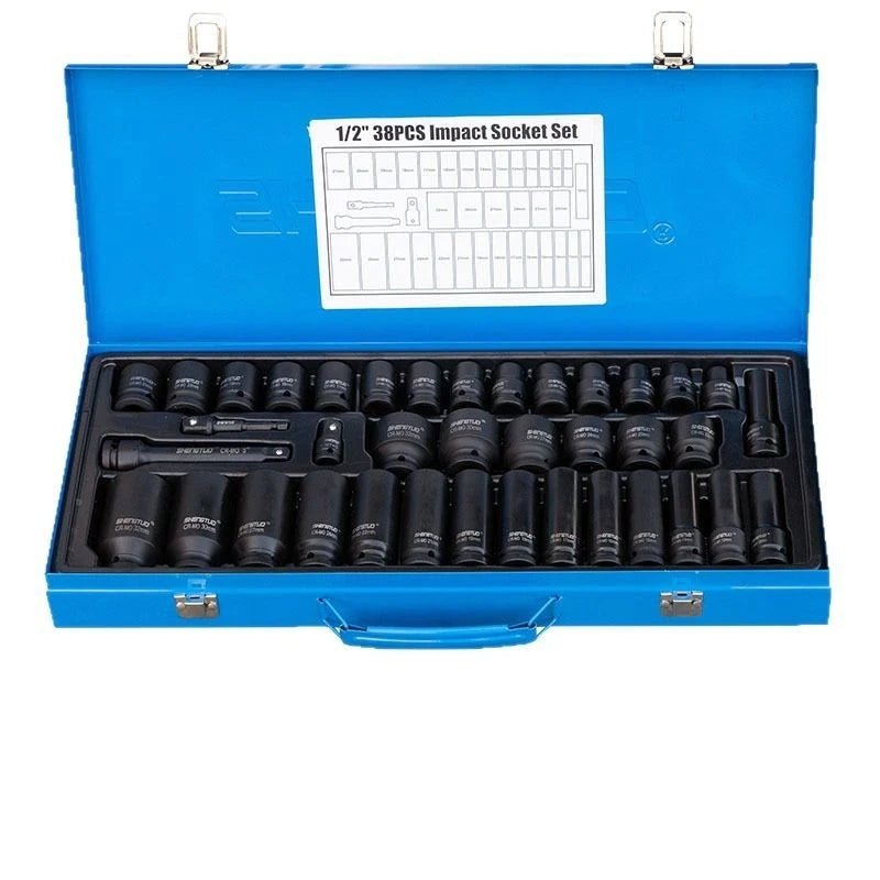 38pcs 1/2 Drive Heavy Duty Hex Socket Set, Long Sockets  Garage Maintenance