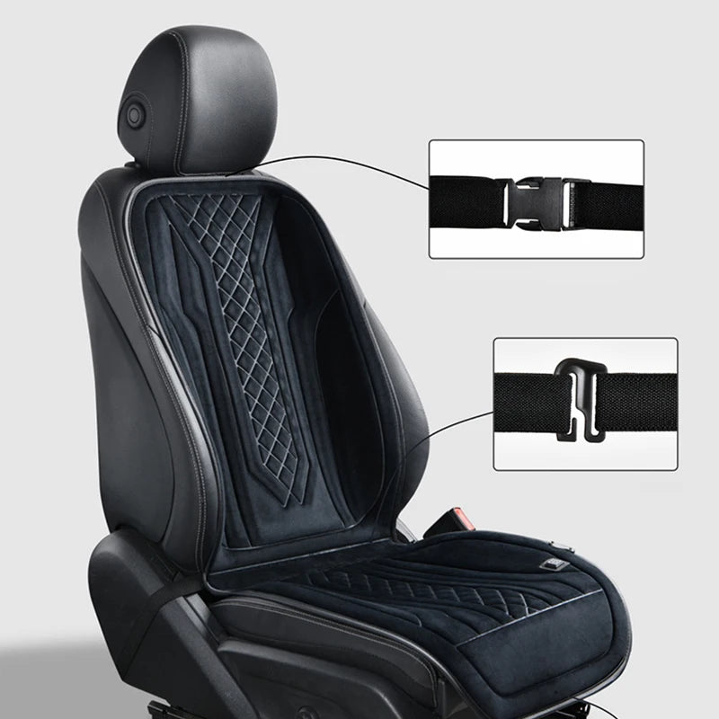 12V/24V Graphene Heated Car Seat Cushion Fast Heating Temperature Control Safety Protection Universal Car Seat Protector Cover